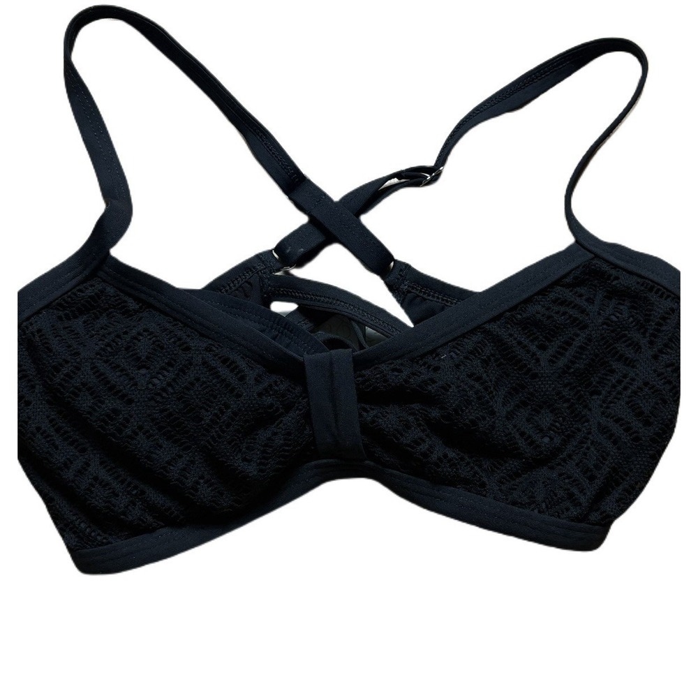 Next by Athena Black Crochet Bikini Top Underwire 34 B/C Cup Adjustable NWT
